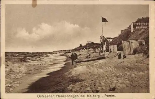 Ak Ustronie Morskie Ostseebad Henkenhagen Pommern, Strand