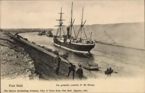 Ak Port Said Ägypten, Schiff, Wasserstraße, Hafen, Männer, Nostalgie