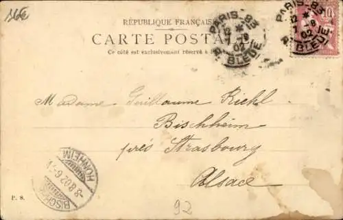 Ak Umgebung von Paris, Hochzeitspaar auf Eseln reitend