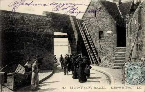 CPA Mont Saint Michel Manche, Entrée du Mont