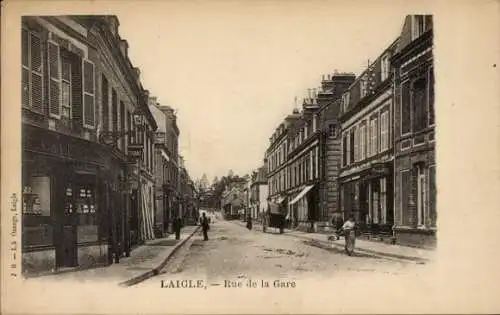 CPA L'Aigle Laigle Orne, Rue de la Gare