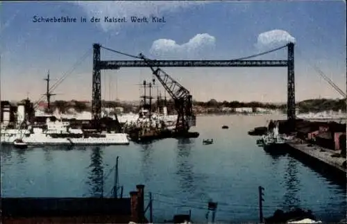 Ak Kiel in Schleswig Holstein, Schwebefähre in der Kaiserlichen Werft