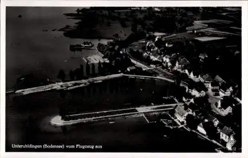 Ak Unteruhldingen Uhldingen Mühlhofen am Bodensee, Luftaufnahme von Unteruhldingen, Bodensee, Fer