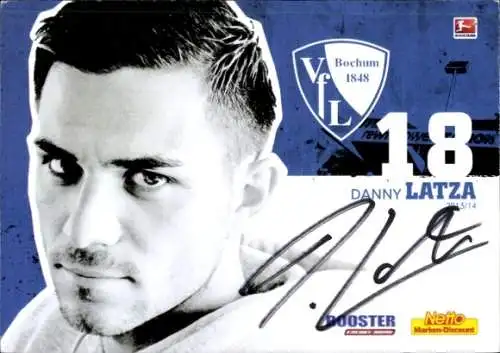 Autogrammkarte Fußballer Danny Latza, VFL Bochum, Autogramm