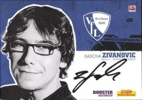 Autogrammkarte Physiotherapeut Sascha Zivanovic, VFL Bochum, Autogramm