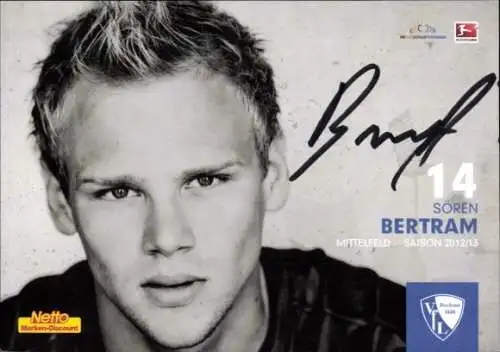 Autogrammkarte Fußballer Sören Bertram, VFL Bochum, Autogramm