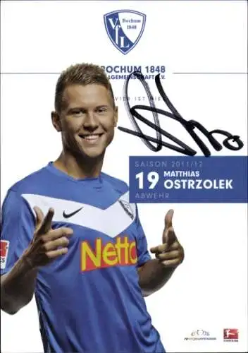 Autogrammkarte Fußballer Matthias Ostrzolek, VFL Bochum, Autogramm