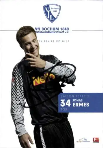 Autogrammkarte Fußballer Jonas Ermes, VFL Bochum, Autogramm
