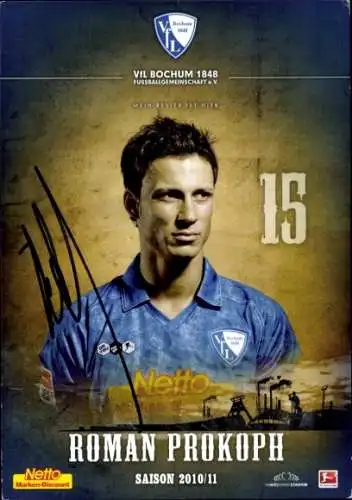 Autogrammkarte Fußballer Roman Prokoph, VFL Bochum, Autogramm