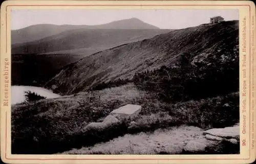 Kabinett Foto Karpacz Krummhübel Riesengebirge, Prinz Heinrich Baude, Großer Teich, Schneekoppe