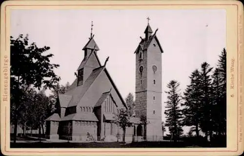 Kabinett Foto Karpacz Górny Brückenberg Krummhübel Riesengebirge Schlesien, Kirche Wang