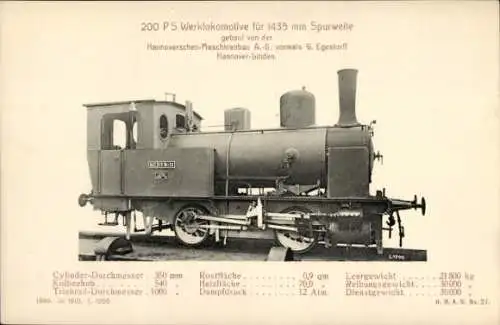 Ak Deutsche Eisenbahn, Werklokomotive, Hannoversche-Maschinenbau AG