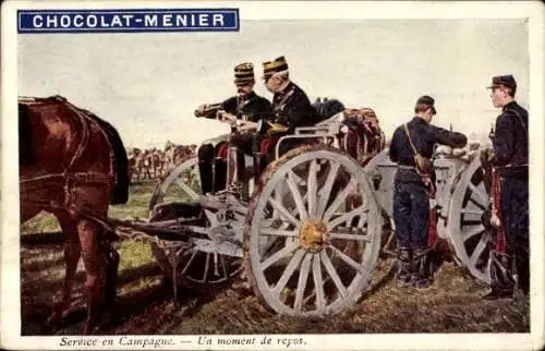 Ak Service en Campagne, Un moment de repos, Chocolat Menier