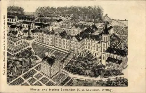 Künstler Ak Eckardt, J. N., Bonlanden-Berkheim, Kloster und Institut aus der Vogelschau