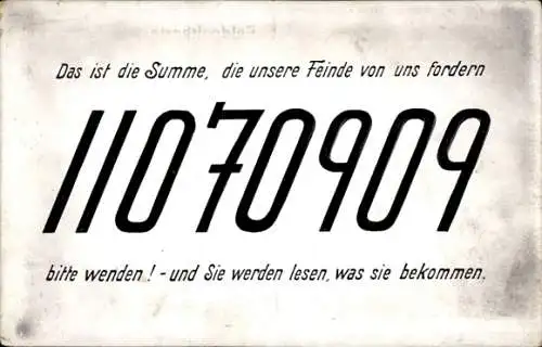 Ak Kaiserreich, Propaganda, Summe, die Feinde von Deutschen fordern