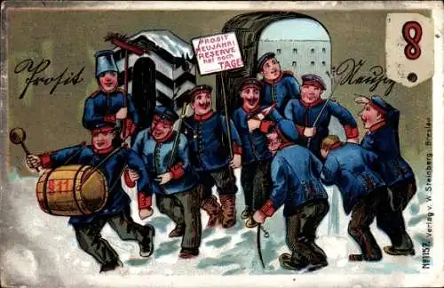 Ak Glückwunsch Neujahr, Musizierende deutsche Soldaten, Reserve