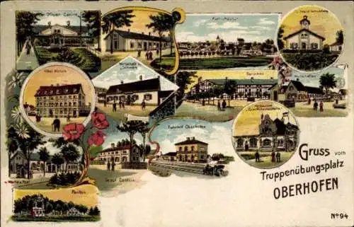 Ak Oberhofen am Thunersee Kanton Bern, Verschiedene Gebäude, Truppenübungsplatz,  nansicht