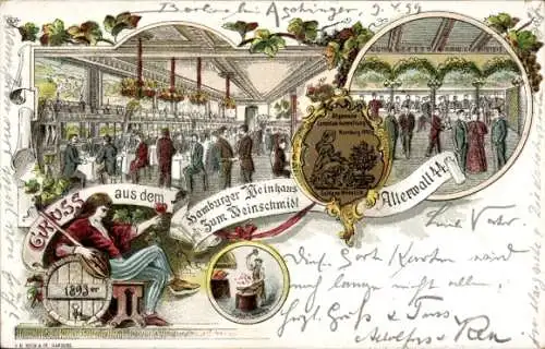Ak Hamburg Mitte Altstadt,  aus  Weinhaus, Markt Szenerie, 1893