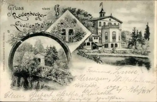 Litho Hamburg Wandsbek Bergstedt, Rodenbecker Quellental, Haus, See