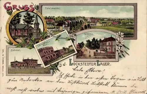 Ak Lockstedt in Holstein, Lockstedter Lager,  mit Totalansicht, Bahnhof, Wache, Denkmal