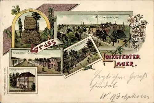 Litho Lockstedt Kreis Steinburg, Lockstedter Lager, Sörensens Hotel, Offizierskasino, Gravelottestr.