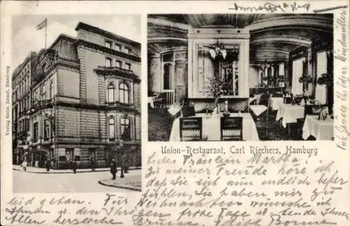Ak Hamburg,, Union-Restaurant Carl Riechers