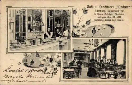 Ak Hamburg Mitte Neustadt, Café und Konditorei Kirchner, Neuerwall 80, Gebr. Hischfeld