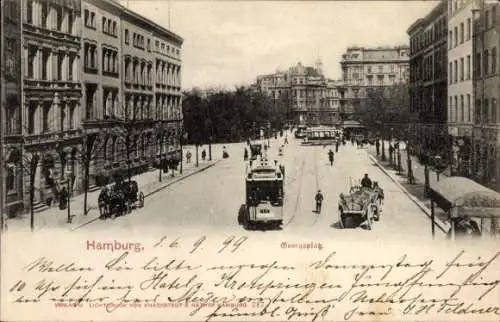 Ak Hamburg Mitte St. Georg, Georgsplatz, Straßenbahnen, Gebäude, alte Atmosphäre,  aus 1899