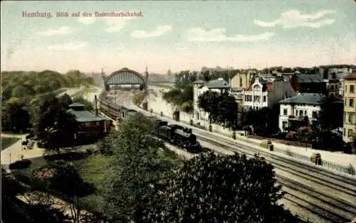 Ak Hamburg Eimsbüttel Rotherbaum, Dammtorbahnhof, Gleisseite, Dampflok
