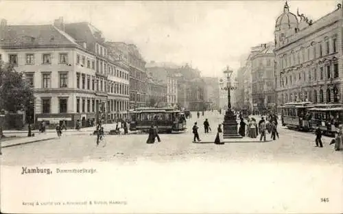 Ak Hamburg Mitte Altstadt, Stadtansicht, Dammthorstraße, Straßenbahnen,  Architektur