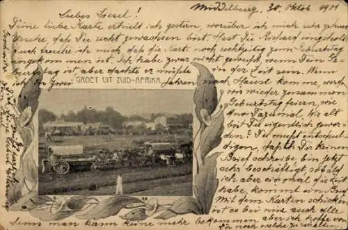 Ganzsachen Passepartout Ak Südafrika, Rinderfuhrwerke