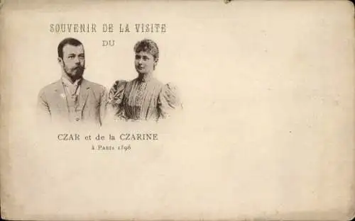 Ak Zar Nikolaus II. von Russland, Zarin Alexandra Fjodorowna von Russland, Besuch in Paris 1896