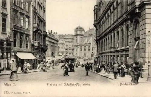 Ak Wien 1 Innere Stadt, Freyung, Schotten-Pfarrkirche, Heidenschuss