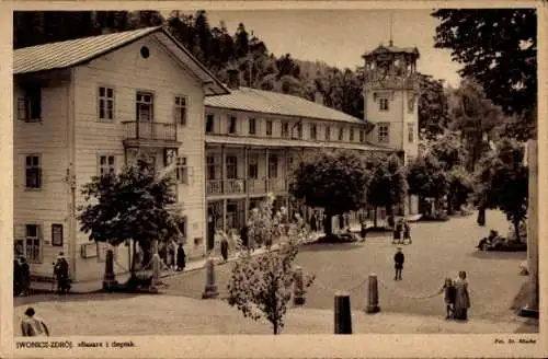 Ak Iwonicz Zdrój Polen, Teilansicht, Bazar