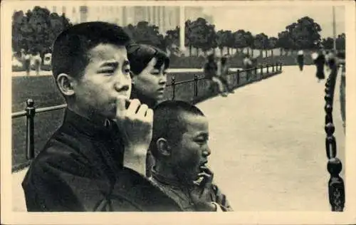Ak China, Chinesische Kinder, Nachdenklich, Missionierung