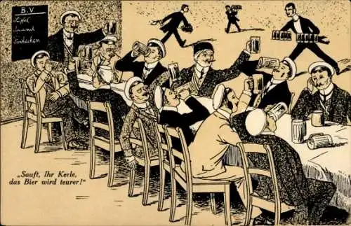 Studentika Ak Studenten trinken Bier, Sauft ihr Kerle, das Bier wird teurer
