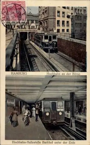 Ak Hamburg Mitte Altstadt, Hochbahn an der Börse, Haltestelle Barkhof unter der Erde