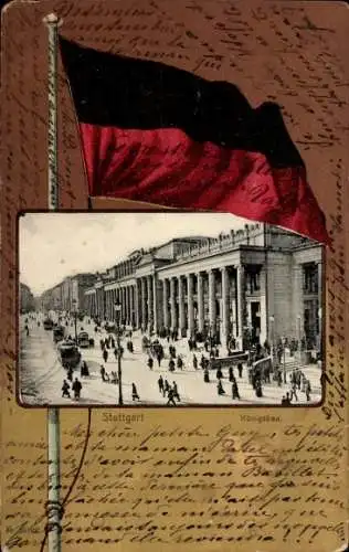 Passepartout Ak Stuttgart in Württemberg, Königsbau, Flagge