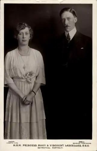 Ak Prinzessin Mary, Viscount Lascelles, Verlobungsportrait
