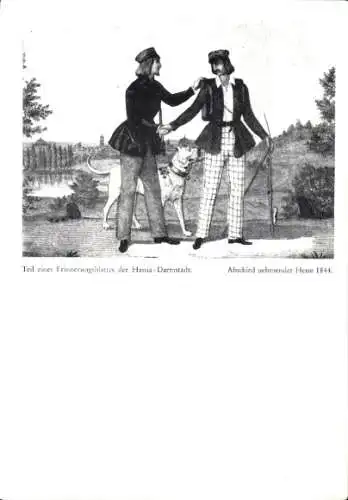 Studentika Ak Darmstadt, Corps Hassia, Abschied nehmender Hesse 1844