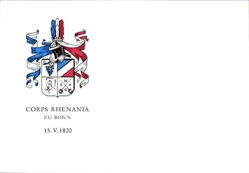 Studentika Ak Bonn, Corps Rhenania, 1820-1970, Adenauerallee 94, Wappen, WSC