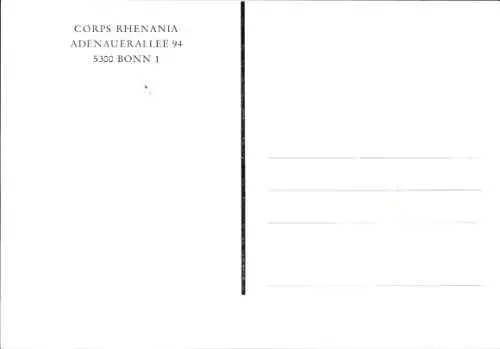 Studentika Ak Bonn, Corps Rhenania, 1820-1970, Adenauerallee 94, Wappen, WSC