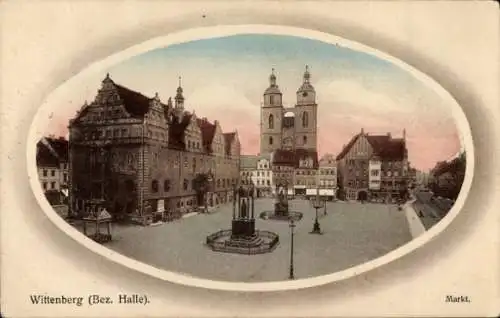 Ak Lutherstadt Wittenberg, Markt, Kirche, Rathaus, Denkmal