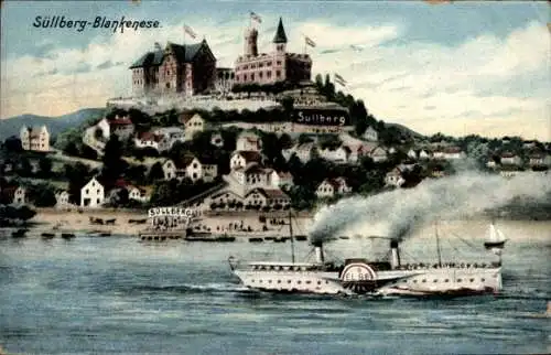 Ak Hamburg Altona Blankenese, Elbpartie mit Süllberg, Dampfer Elbe