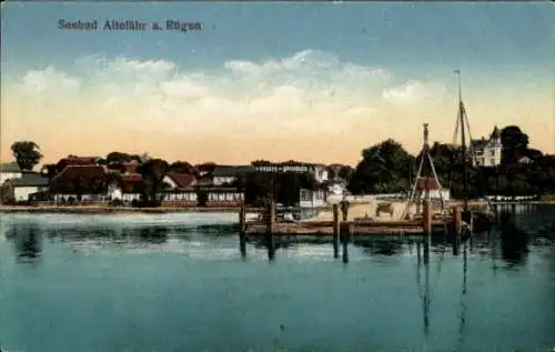 Ak Altefähr auf Rügen, Seebad, Hafenansicht, Strand, Gebäude, Wasser