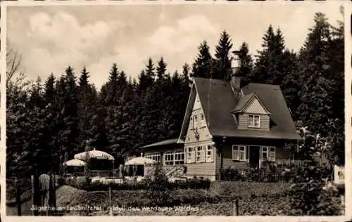 Ak Brennersgrün Lehesten im Thüringer Wald, Jägerhaus-Leubnitztal, idyllisches Waldcafé, Restaura