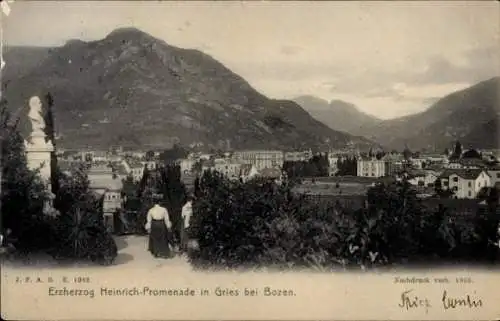 Ak Gries Bozen Bolzano Südtirol, Erzherzog Heinrich-Promenade