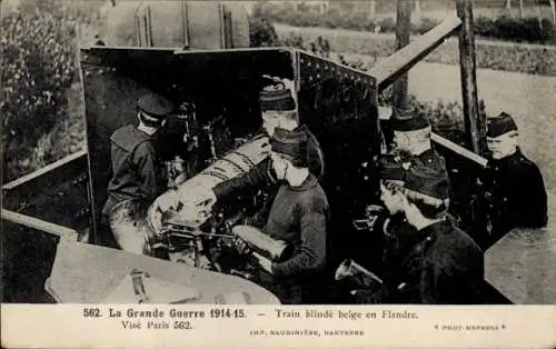 CPA La Grande Guerre 1914-1915, Train blindé belge en Flandre