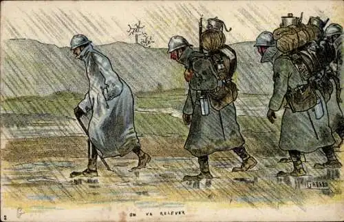 Künstler Ak Gabard, Französische Soldaten
