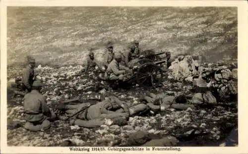 Ak Gebirgsgeschütze in Feuerstellung, Weltkrieg 1914/15